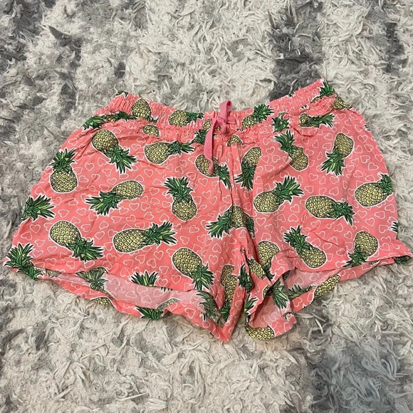 SO Intimates pink with Pineapple Print Drawstring Sleep Shorts Size 12 - Picture 1 of 2